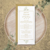 Elegante Waterverf Greenery Gold Dinner Menu
