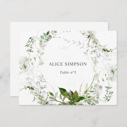 Elegante Waterverf Greenery Place Card Uitnodiging Briefkaart (Voorkant / Achterkant)