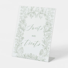 Elegante waterverf greenfloral chinoiserie baby sh reclamebord met voetstuk