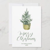 Elegante Waterverf grillige boom vrolijk kerstfees Feestdagenkaart (Voorkant)