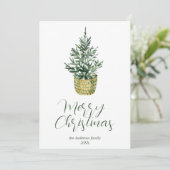 Elegante Waterverf grillige boom vrolijk kerstfees Feestdagenkaart (Staand voorkant)