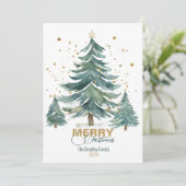 Elegante Waterverf grillige kerstboom Kaart (Staand voorkant)