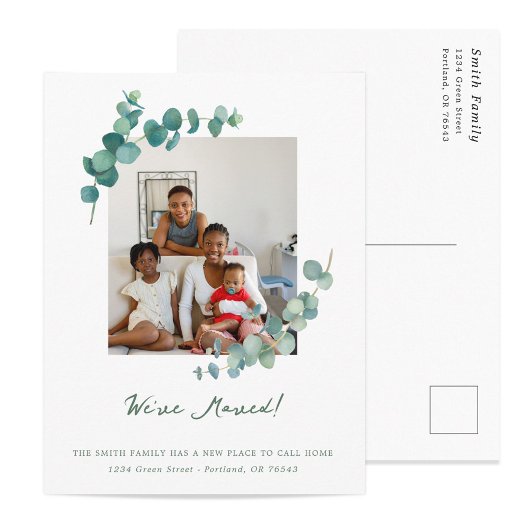 Elegante Waterverf groen adreswijziging Briefkaart