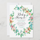 Elegante Waterverf groen Baby shower uitnodiging (Voorkant)