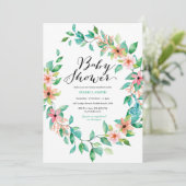 Elegante Waterverf groen Baby shower uitnodiging (Staand voorkant)