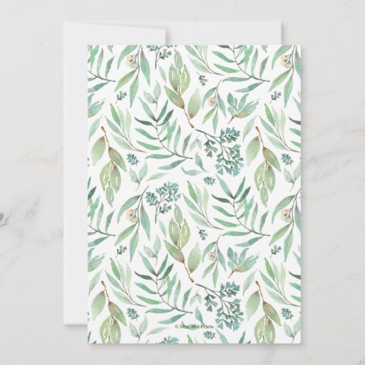 Elegante Waterverf groen Baby shower uitnodiging (Achterkant)