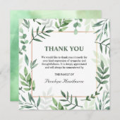 Elegante Waterverf groen begrafenis bedankkaart (Voorkant / Achterkant)