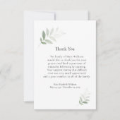 Elegante Waterverf groen begrafenis bedankkaart (Voorkant)