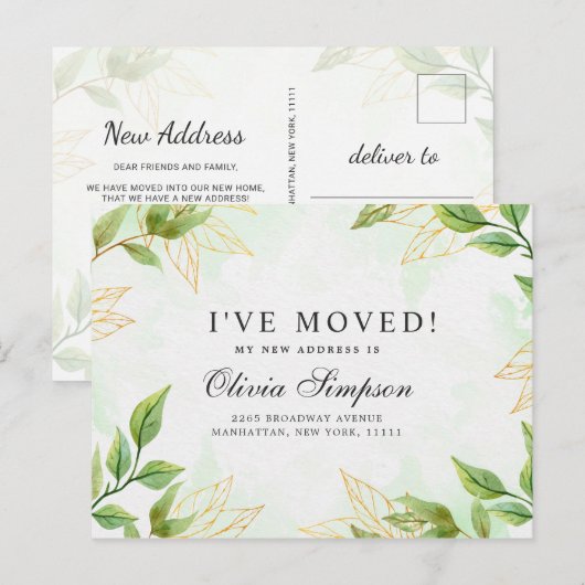 Elegante Waterverf groen bewegende aankondiging (Voorkant / Achterkant)