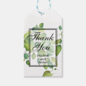 Elegante waterverf groen blad botanisch cadeaulabel (Voorkant)