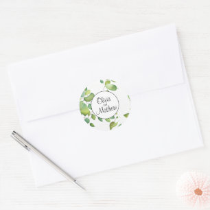Elegante waterverf groen blad botanisch ronde sticker