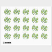 Elegante waterverf groen blad botanisch. ronde sticker (Vel)
