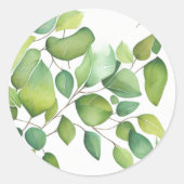Elegante waterverf groen blad botanisch. ronde sticker (Voorkant)