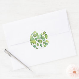 Elegante waterverf groen blad botanisch ronde sticker