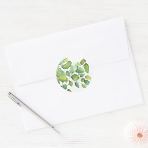Elegante waterverf groen blad botanisch ronde sticker