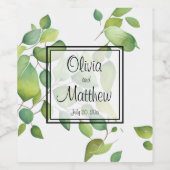 Elegante waterverf groen blad botanisch. wijn etiket (Enkel label)