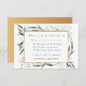 Elegante waterverf groen blad gouden bruiloft RSVP Kaart (Voorkant / Achterkant)