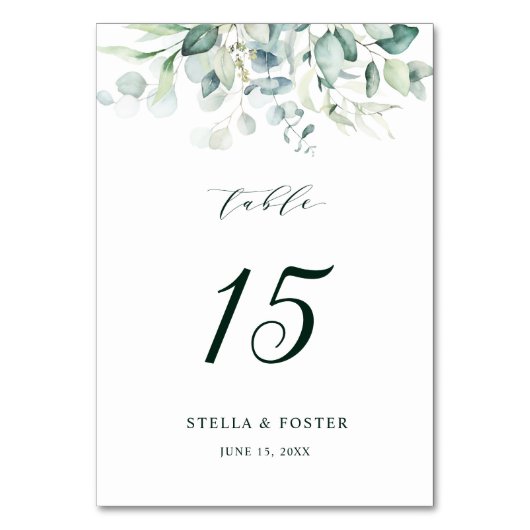 Elegante Waterverf Groen Bladgroen Bruiloft Kaart (Achterkant)