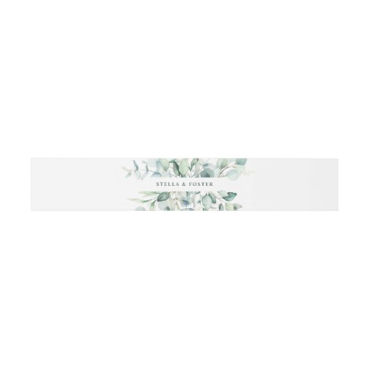 Elegante Waterverf Groen Bladgroen Bruiloft Uitnodigingen Wikkel (Vlak)