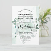 Elegante Waterverf groen bloemen bruiloft Kaart (Staand voorkant)