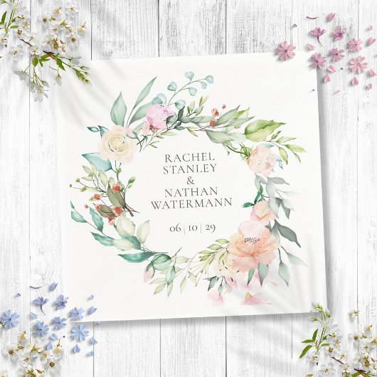 Elegante Waterverf groen bloemenbruiloft Servet