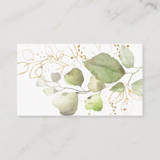 Elegante Waterverf groen bloemenbruiloft website Informatiekaartje (Achterkant)