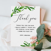 Elegante waterverf groen bloemenschrift verjaardag bedankkaart