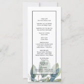 Elegante Waterverf groen boho bruiloft programma (Achterkant)