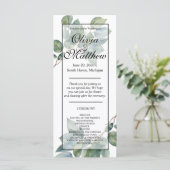 Elegante Waterverf groen boho bruiloft programma (Staand voorkant)