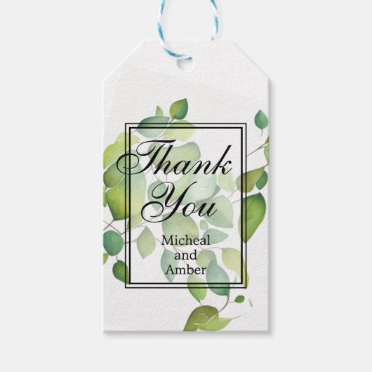 Elegante waterverf groen botanisch groen cadeaulabel (Voorkant)