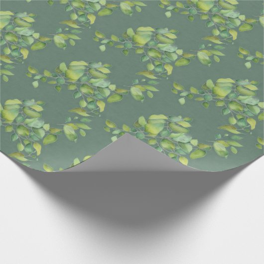 Elegante waterverf groen botanisch groen cadeaupapier (Hoek)