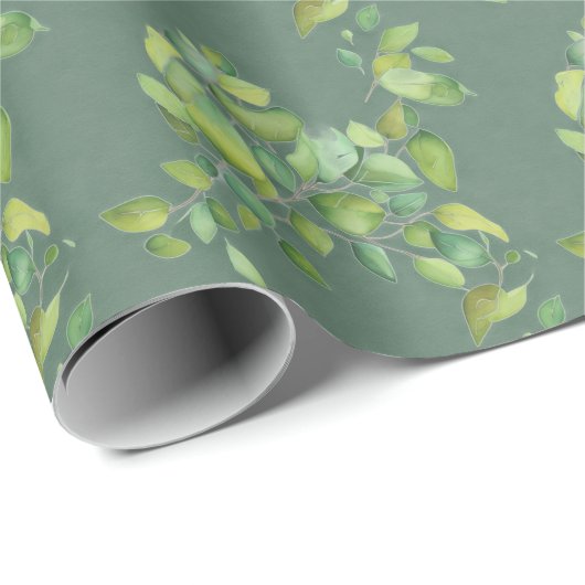 Elegante waterverf groen botanisch groen cadeaupapier (Rol Hoek)