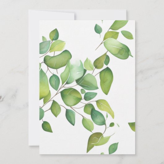 Elegante waterverf groen botanisch groen kaart (Achterkant)
