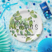 Elegante waterverf groen botanisch groen papieren bordje (Feest)