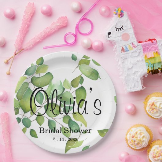 Elegante waterverf groen botanisch groen papieren bordje (Feest)