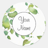 Elegante waterverf groen botanisch groen ronde sticker (Voorkant)
