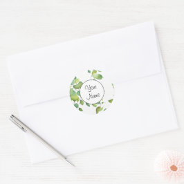 Elegante waterverf groen botanisch groen ronde sticker