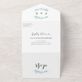 Elegante waterverf groen bruiloft all in one uitnodiging (Buitenkant)
