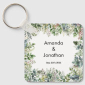 Elegante Waterverf groen bruiloft gunst Sleutelhan Sleutelhanger (Voorkant)