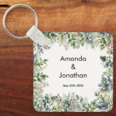 Elegante Waterverf groen bruiloft gunst Sleutelhan Sleutelhanger (Voorkant)