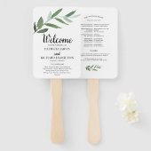 Elegante Waterverf groen bruiloft programma's Handwaaier (Voorkant en achterkant)