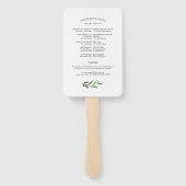 Elegante Waterverf groen bruiloft programma's Handwaaier (Achterkant)