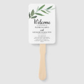 Elegante Waterverf groen bruiloft programma's Handwaaier (Voorkant)