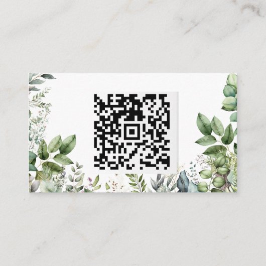 Elegante Waterverf groen bruiloft QR register Informatiekaartje (Achterkant)