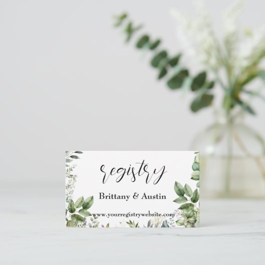 Elegante Waterverf groen bruiloft QR register Informatiekaartje (Staand voorkant)