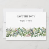 Elegante Waterverf Groen Bruiloft Save the Date Kaart (Voorkant)