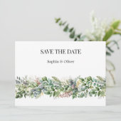 Elegante Waterverf Groen Bruiloft Save the Date Kaart (Staand voorkant)