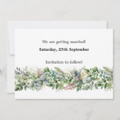 Elegante Waterverf Groen Bruiloft Save the Date Kaart (Achterkant)