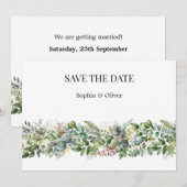Elegante Waterverf Groen Bruiloft Save the Date Kaart (Voorkant / Achterkant)