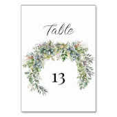 Elegante Waterverf groen bruiloft tafel nummer Kaart (Voorkant)